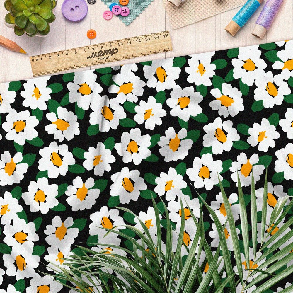 Ткань дюспо цветы ромашки