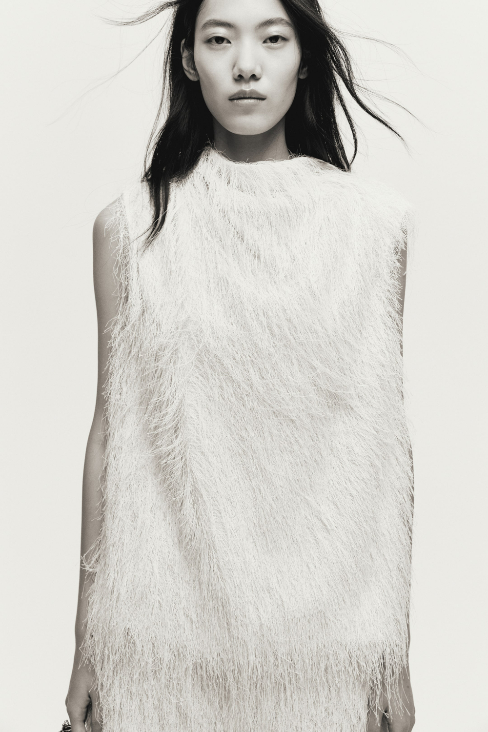 H&M Топ с кисточками, кремовый