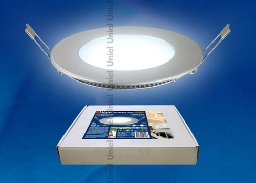 ULP-R120-06/DW SILVER Светильник светодиодный потолочный встраиваемый «Uniel». Ультратонкий. Диаметр ￠120*16mm. Цвет корпуса серебристый. Цвет свечени