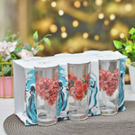 Набор стаканов "Цветочное сердце" 6шт 230мл (высокие)