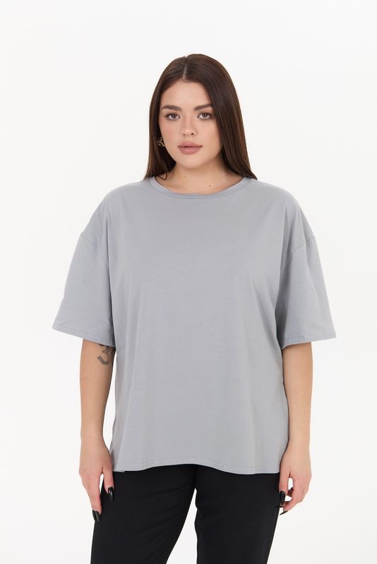 Футболка с круглым вырезом, серо-голубой