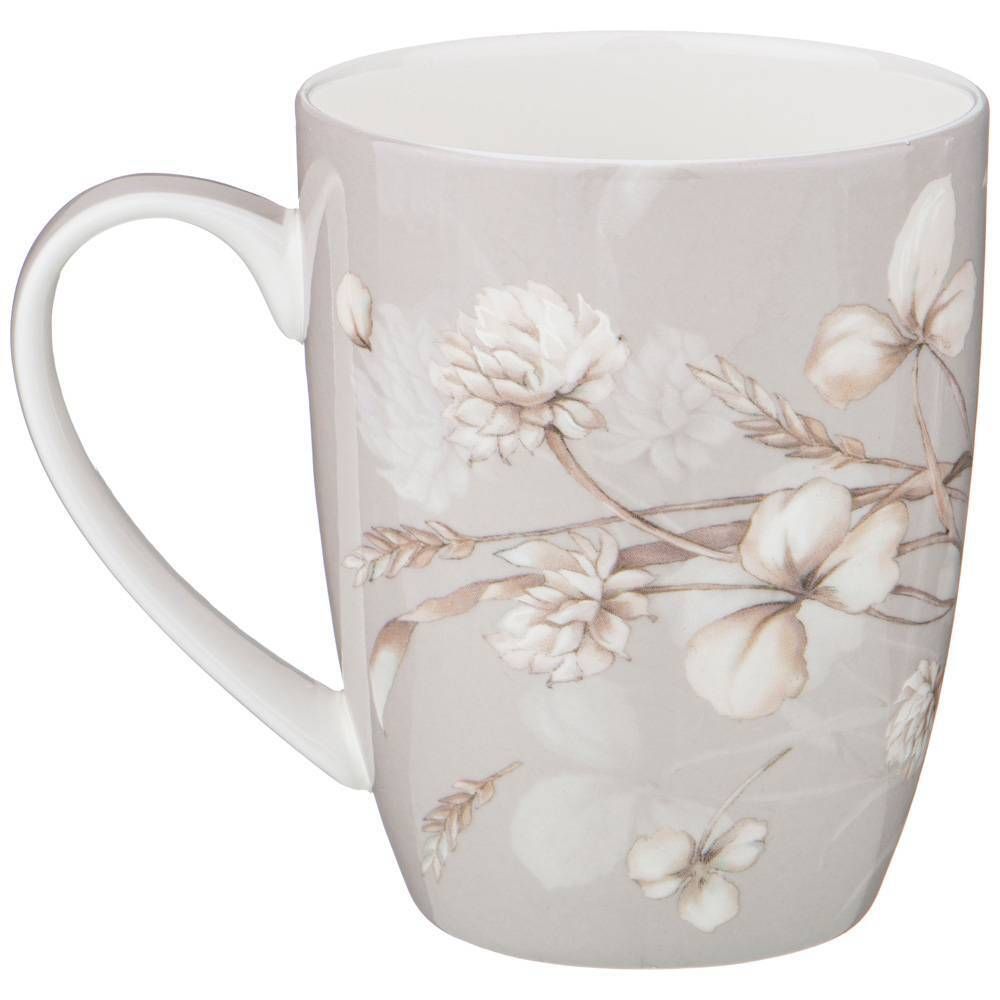 КРУЖКА LEFARD "WHITE FLOWER" 400 МЛ СЕРАЯ (КОР=48ШТ.)