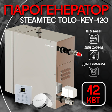 Парогенератор для хамама и турецкой бани Steamtec TOLO-120-KEY, 12 кВт (стандартный модуль управления)