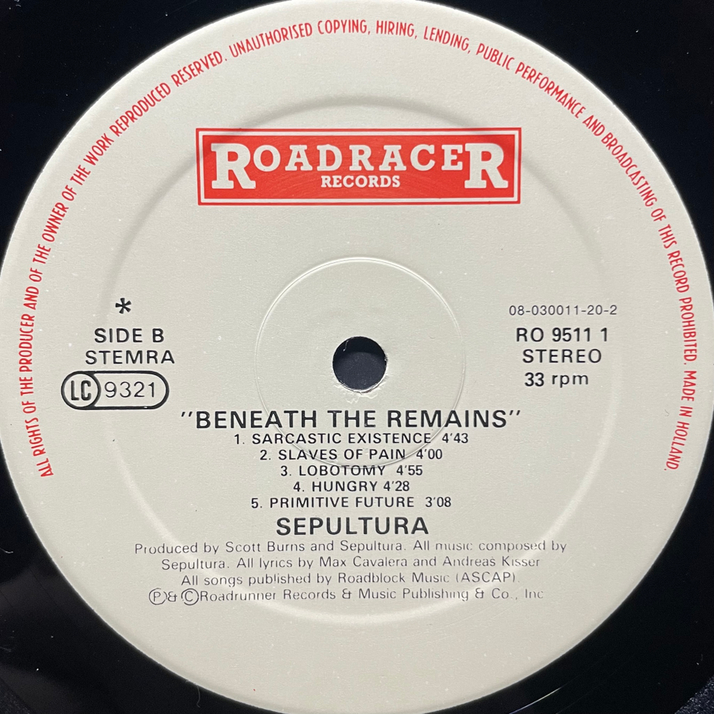 Sepultura ‎– Beneath The Remains (Голландия 1989г.)