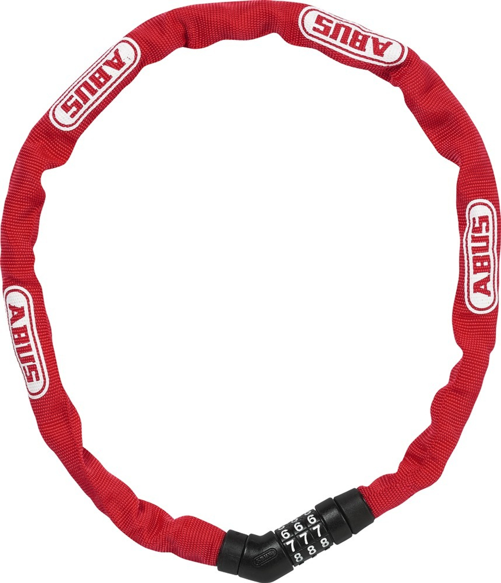 Замок 05-0072468 вело цепь на коде 3х разр 4804C/75см RD STEEL-O-CHAIN 4мм, класс защиты 3/15 красный ABUS