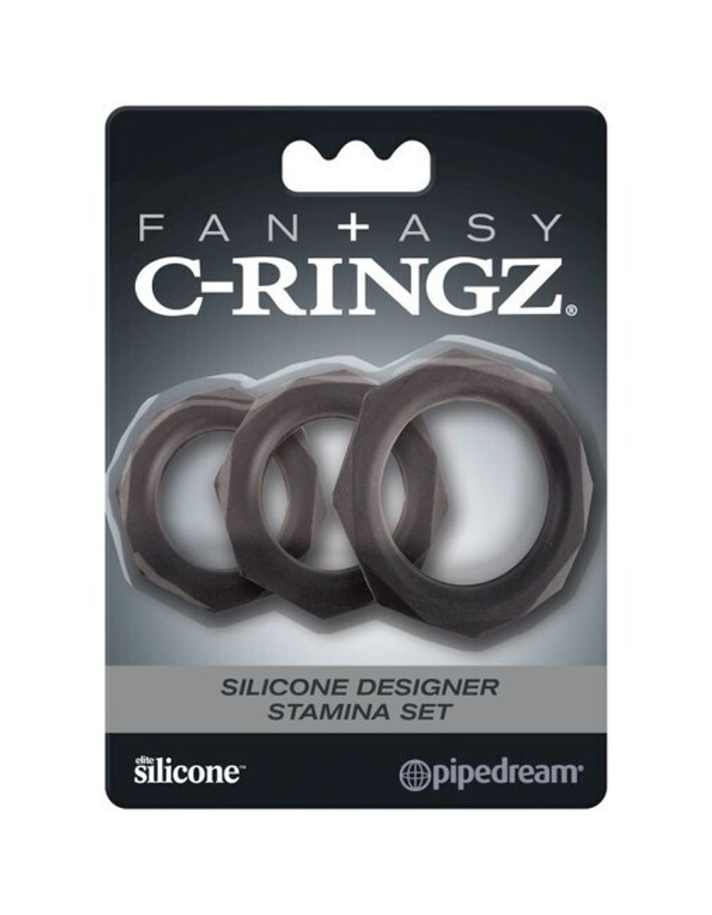Набор граненых эрекционных колец Fantasy C-Ringz Silicone Designer Stamina (Цвет: черный)