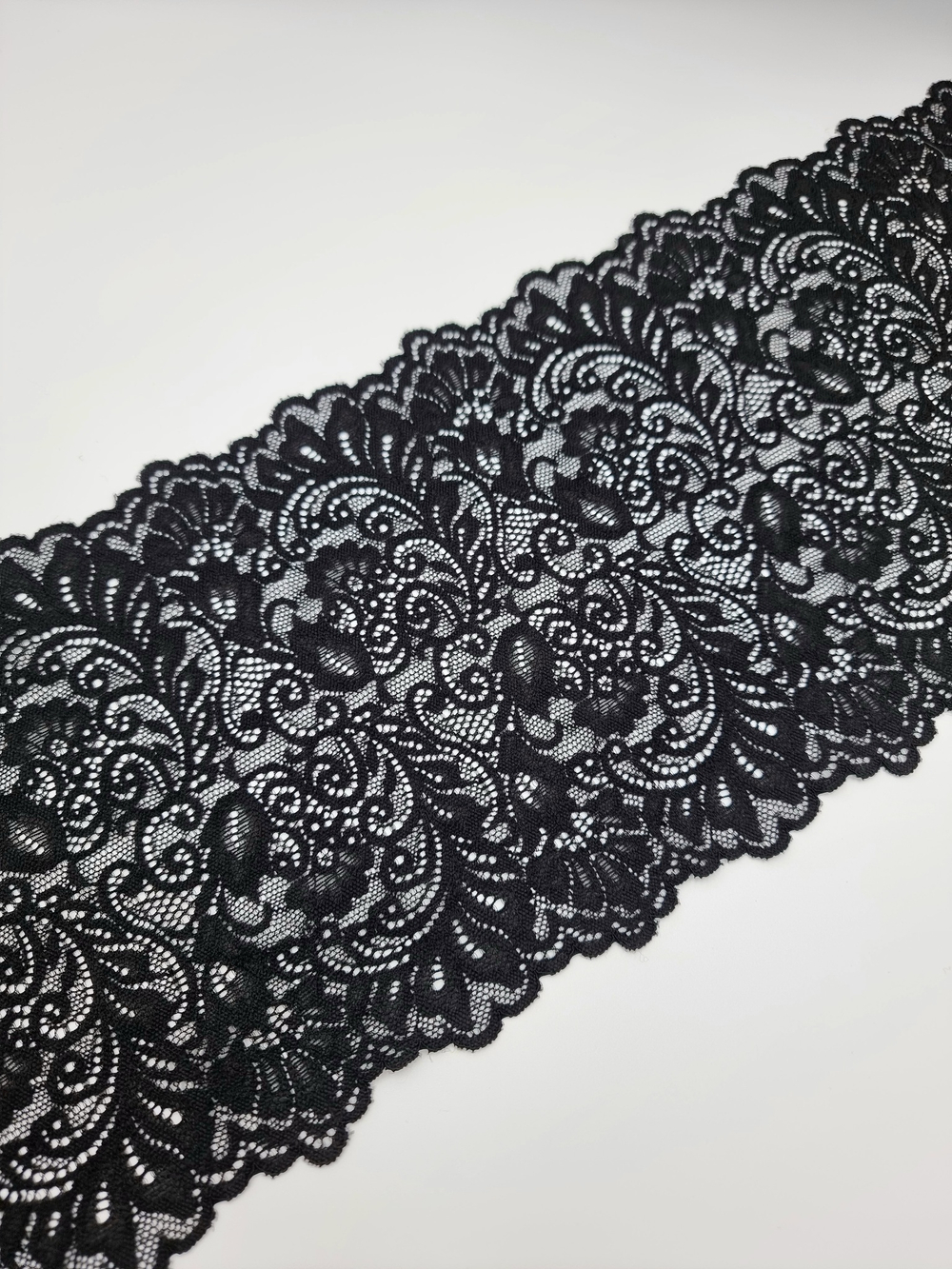 Кружево эластичное чёрное К687