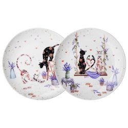 НАБОР ТАРЕЛОК ЗАКУСОЧНЫХ LEFARD "ЛАВАНДОВЫЕ КОТЫ" 2 ШТ. 20,5*2 СМ (КОР=18НАБ.)