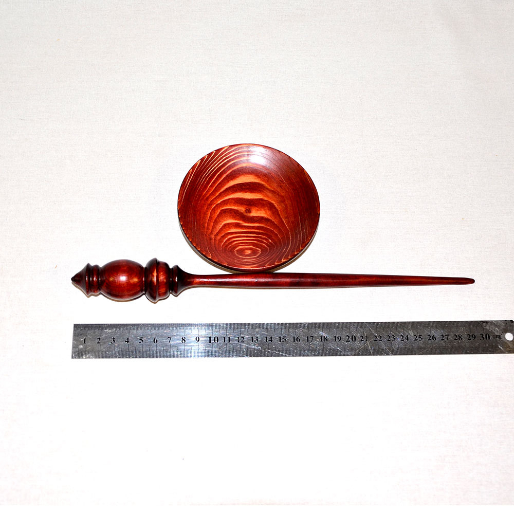 Большое опорное веретено для прядения с подставкой из древесины сосна 290 мм. Art of Siberia. B11