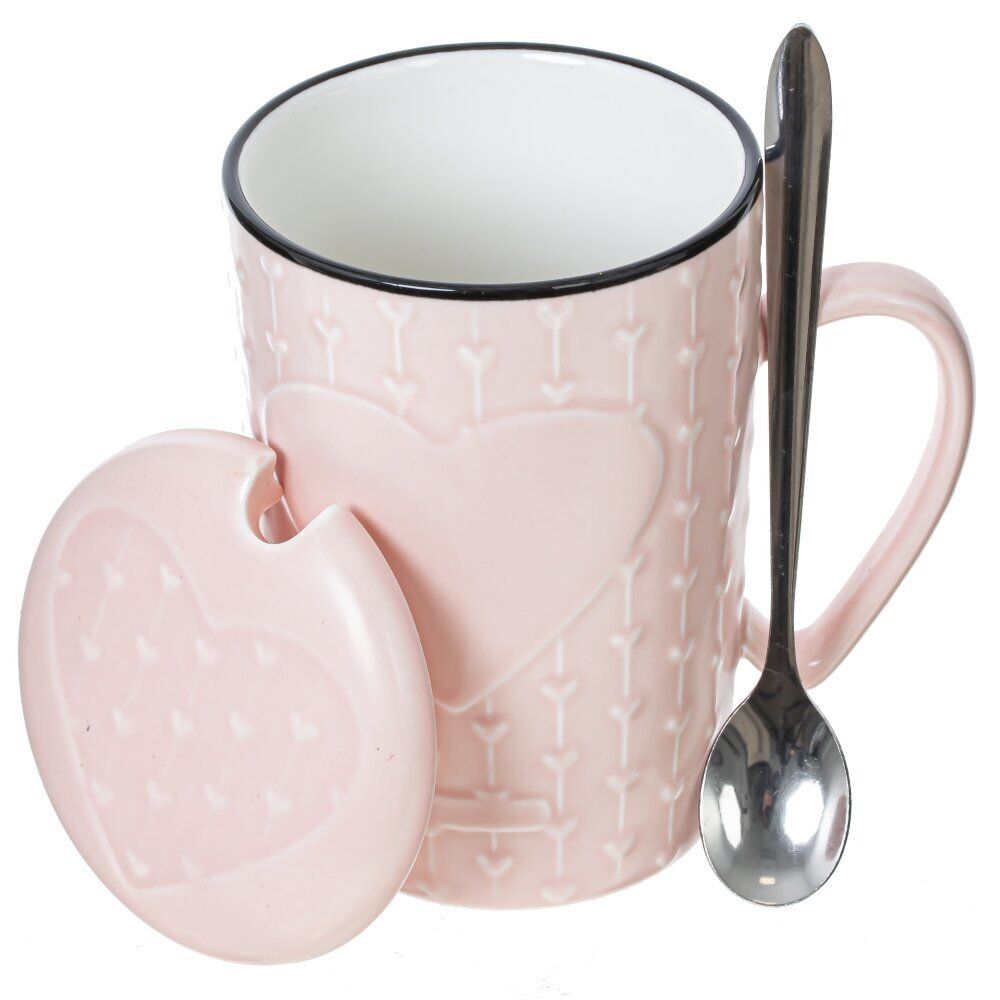 GAEM Кружка с крышкой и ложкой, 400 мл, L11,5 W8,5 H13 см, 4в.