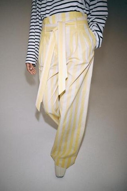 ZARA БРЮКИ В ПИЖАМНОМ СТИЛЕ В ПОЛОСКУ — ZW COLLECTION, ЖЕЛТЫЙ
