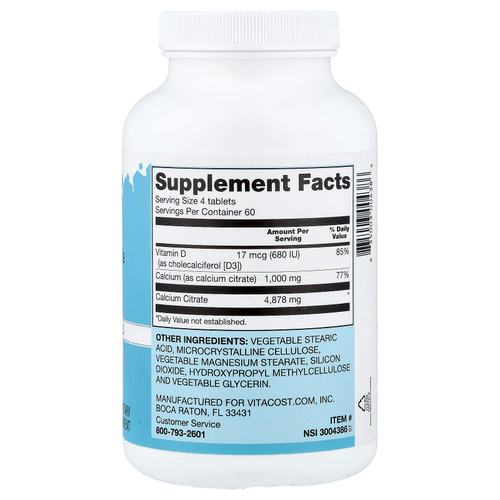 Vitacost, Calcium Citrate with Vitamin D3, 240 Tablets