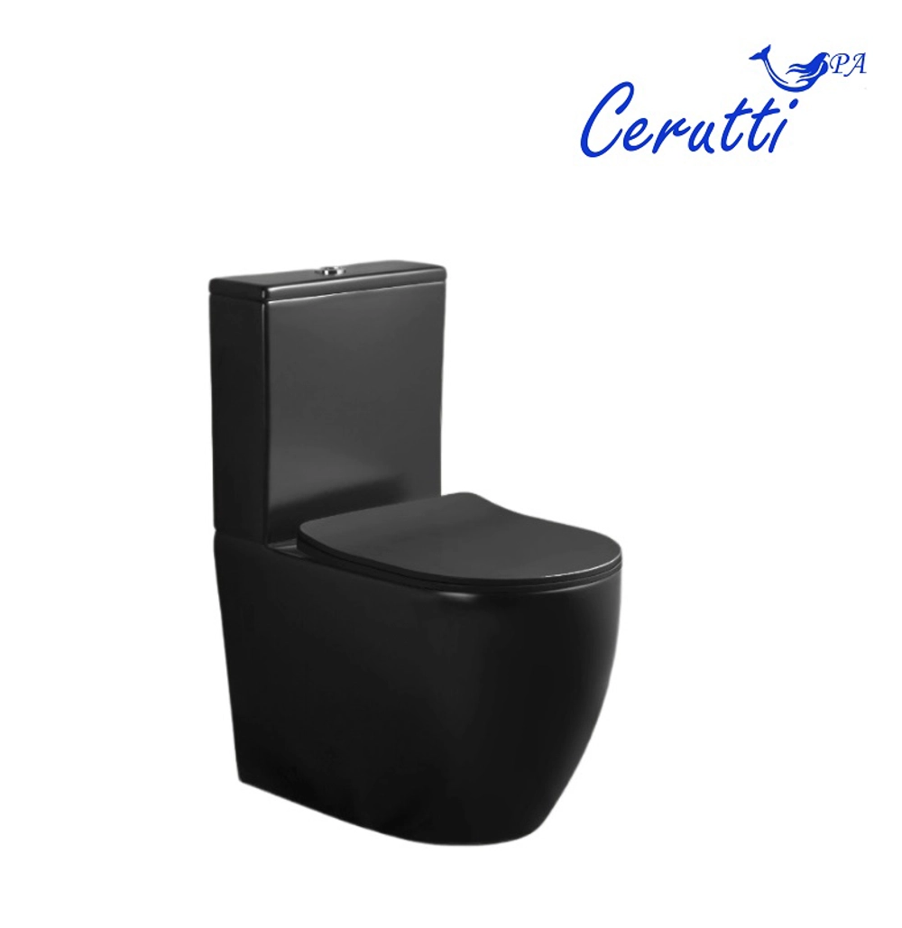 Унитаз ORLTER MB напольный, безободковый, черный матовый Ceruttispa CT9866 (605х370х800)