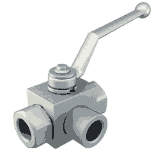 Кран 3-х ходовой шаровый M22x1.5 15L DN12 P=500 L-обр.