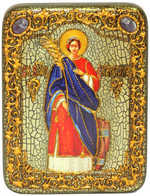 Инкрустированная икона Святая великомученица Екатерина 20х15см на натуральном дереве в подарочной коробке