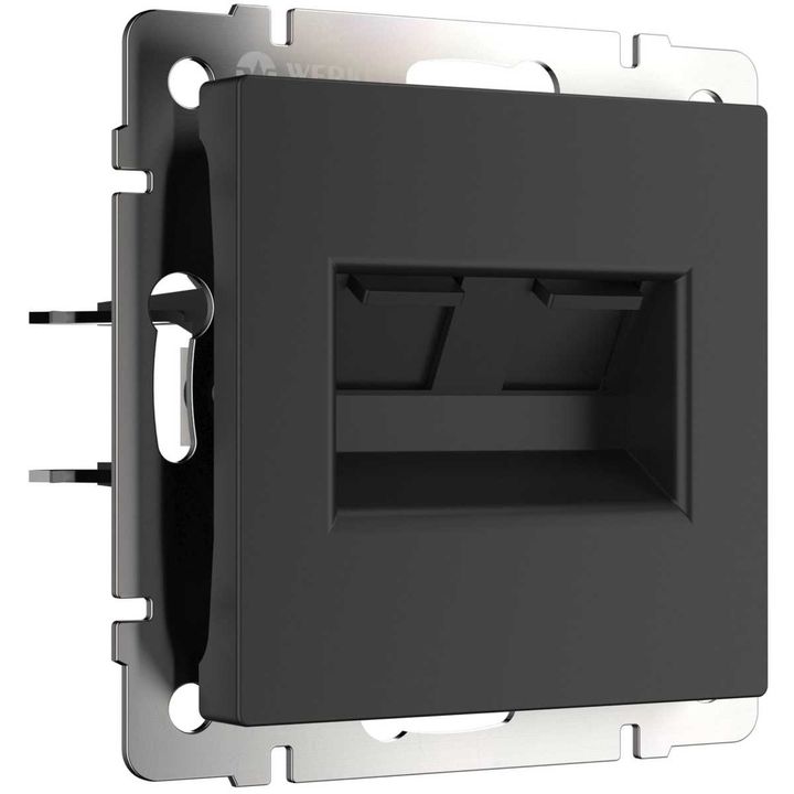 Розетка Werkel двойная Ethernet RJ-45 черный матовый W1182208 4690389157004
