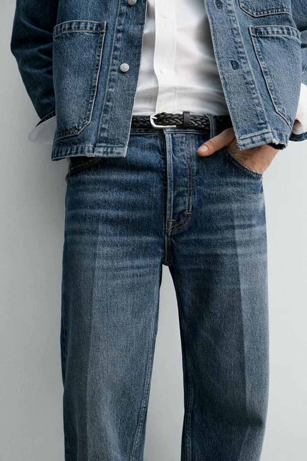 ZARA ДЖИНСЫ STRAIGHT-FIT, ВЫЦВЕТШИЙ СИНИЙ