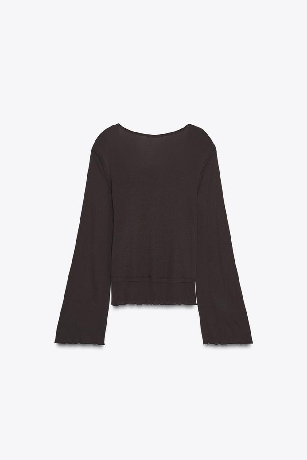 ZARA ФУТБОЛКА SOFT С ДВОЙНЫМ ЭФФЕКТОМ, ШОКОЛАДНО-КОРИЧНЕВЫЙ