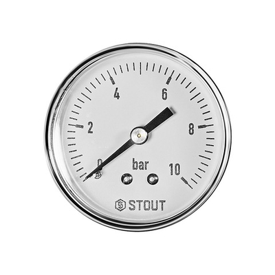 Манометр аксиальный STOUT - 1/4" (D50 мм, шкала 0-10 бар)