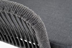 "Лион" стул плетеный из роупа, каркас алюминий серый (RAL7022) муар, роуп серый круглый, ткань серая 017