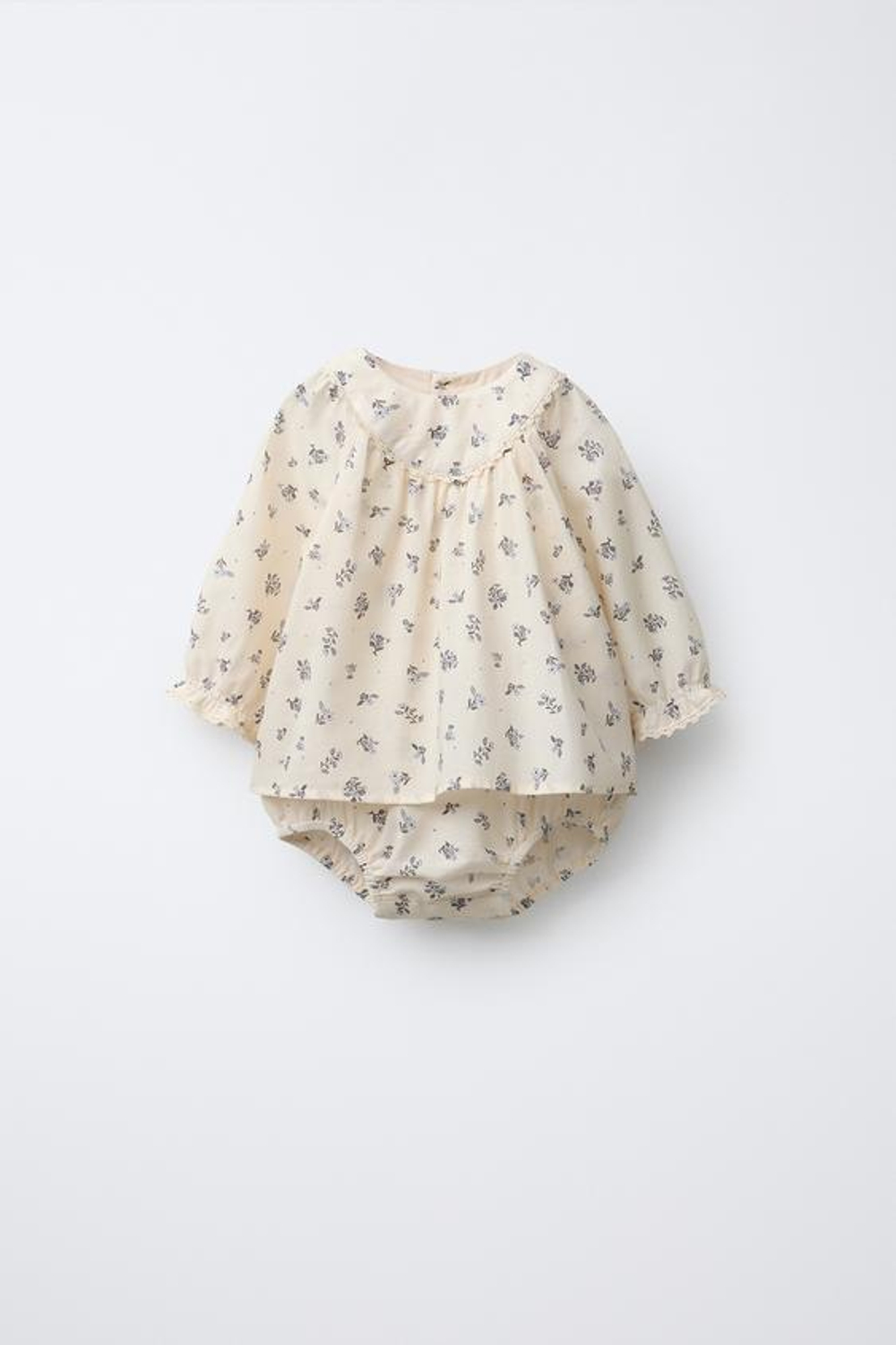 ZARA ПЛАТЬЕ-БОДИ С ЦВЕТОЧНЫМ ПРИНТОМ, ЭКРЮ