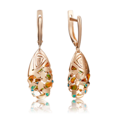 Серьги с английским замком из красного золота c эмалью Артикул: 02-4125-00-000-1110-48