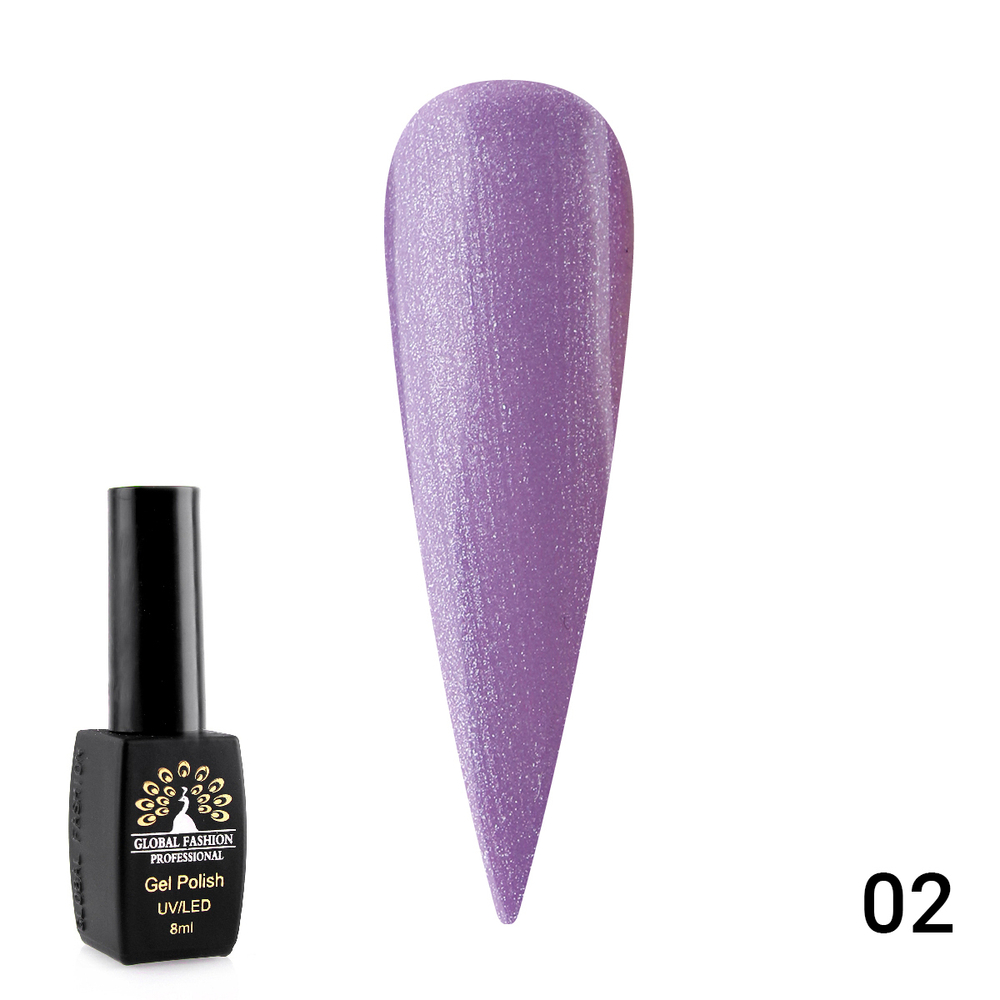 Гель лак Global Fashion Summer Light + шиммер, 8 мл, 02