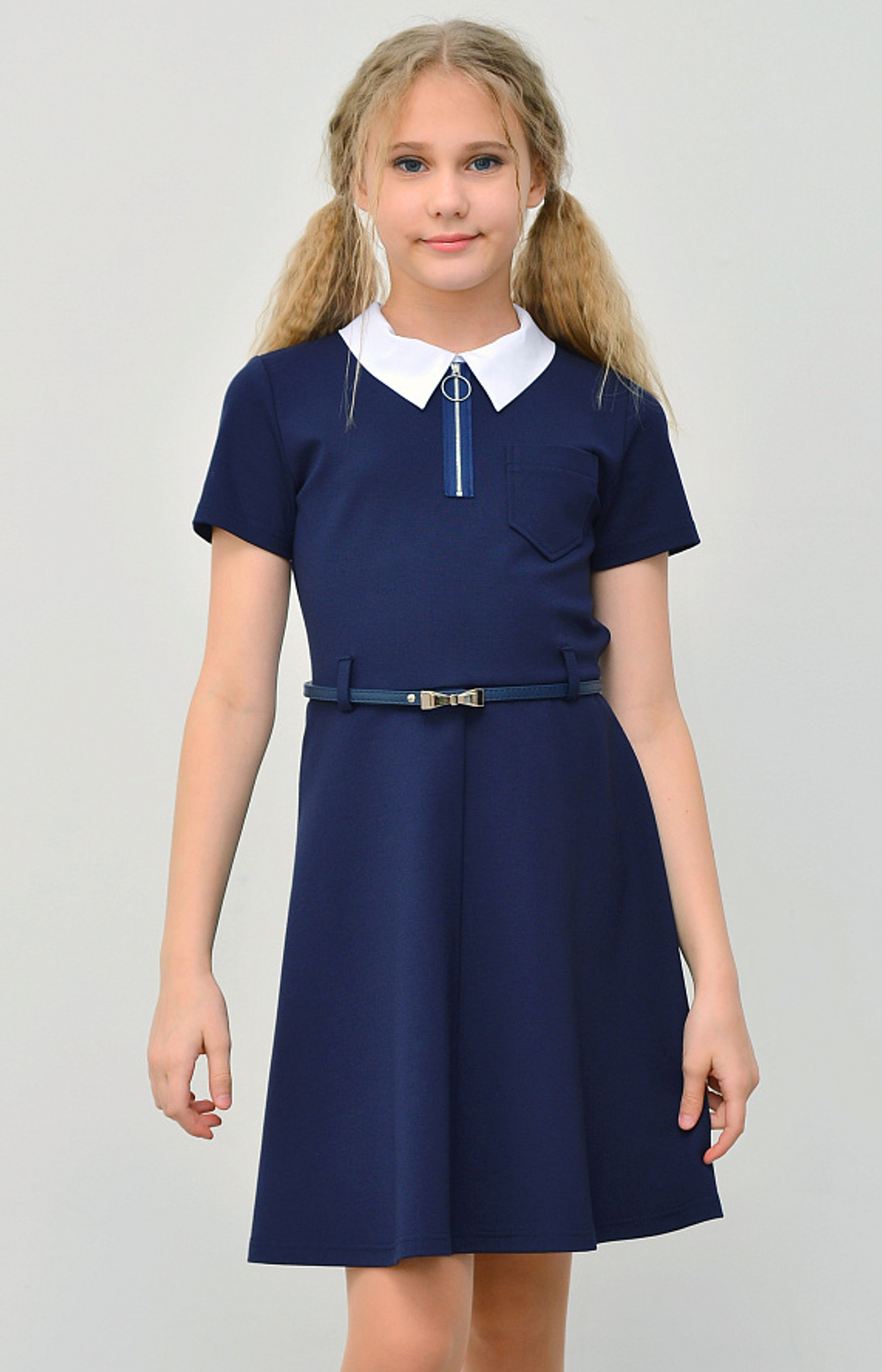 Школьное платье для девочки короткий рукав