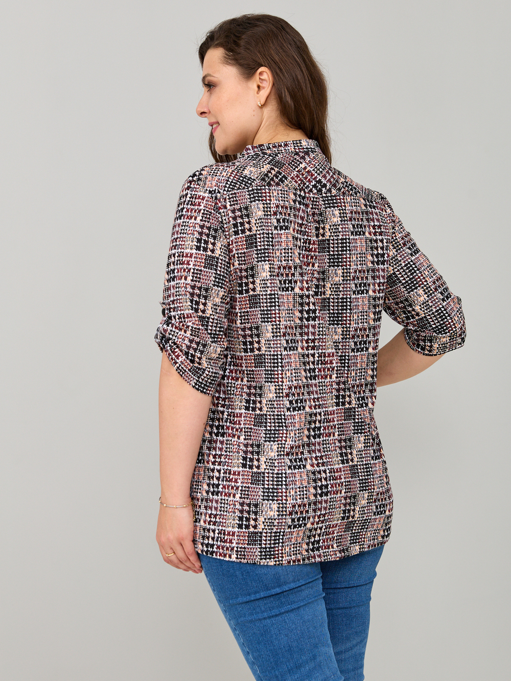 Блузка БЛ-131/пьедепуль-черныйтерракот