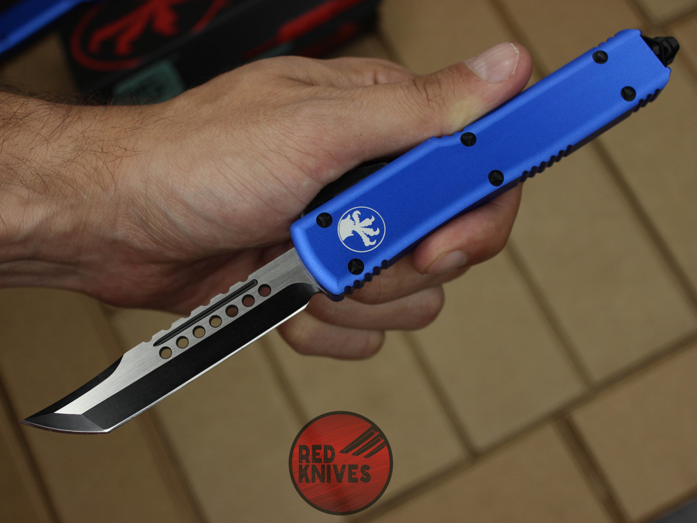 Нож Microtech Ultratech Helhound H/E - синяя рукоять, черный клинок RK-375
