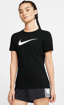 Женская футболка теннисная Nike Dry Tee DFC Crew W - black/heather/white