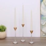 Подсвечники «AN ICY TEAR» 7*7*15/18/20 см (набор 3 шт), Прозрачный/золото