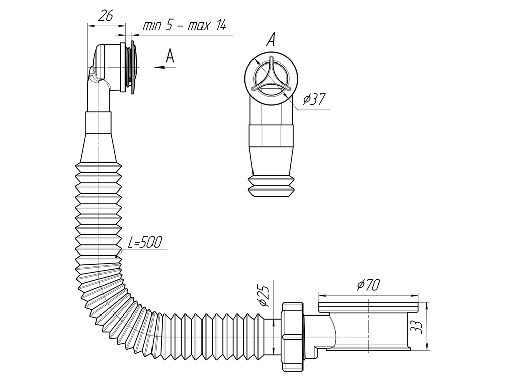 Адаптерное кольцо Ани д/мойки 22 мм N420SR1 круглый верт перелив АНИ пласт