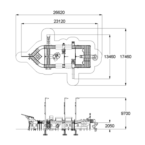 Детский игровой комплекс "Фрегат" 3-х мачтовый