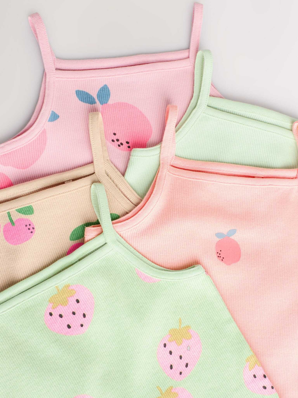 Боди без рукавов для малышей Next E58-050, 5 шт., Салатовый, Розовый, Бежевый