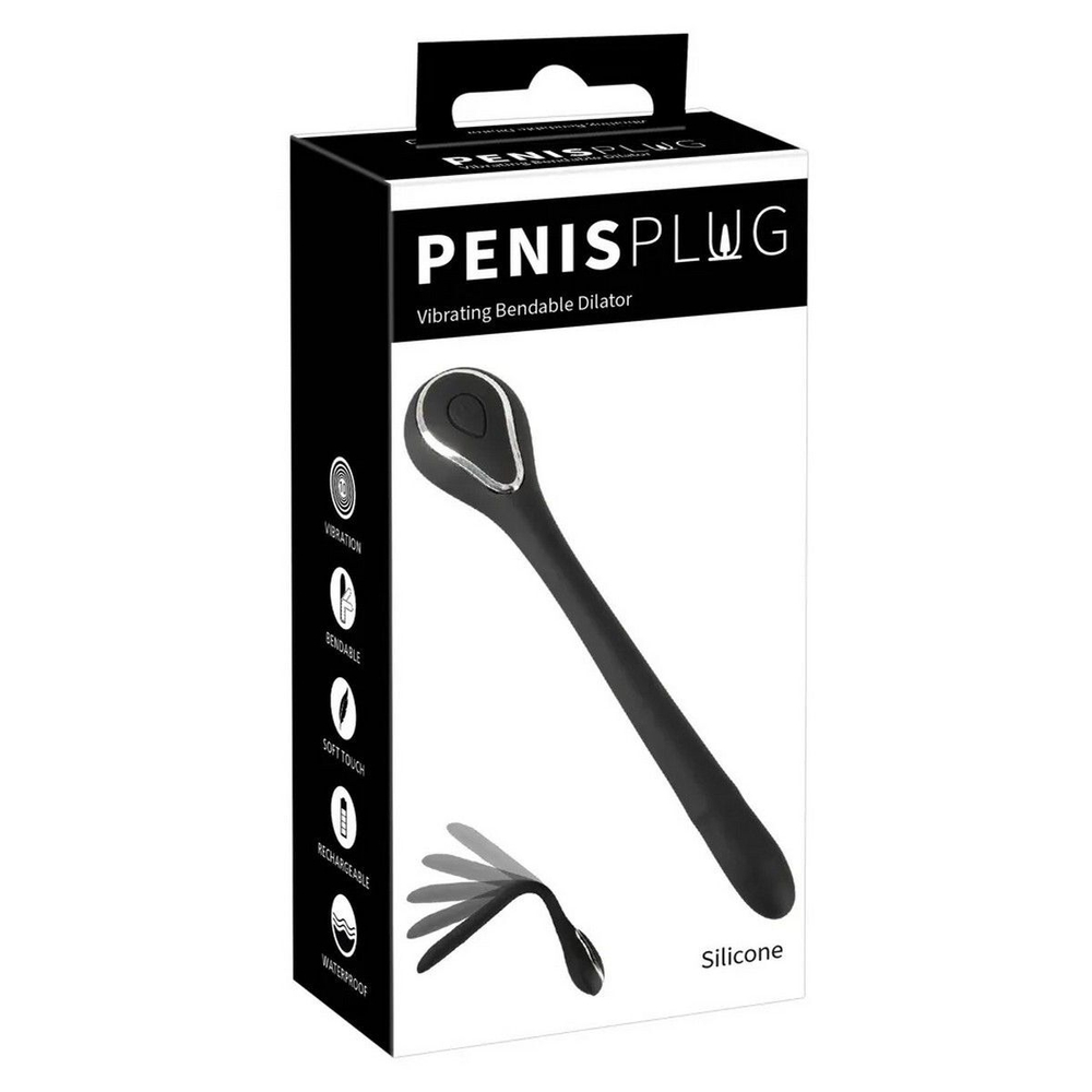 Черный гибкий уретральный стимулятор с вибрацией Vibrating Bendable Dilator - 13,5 см.