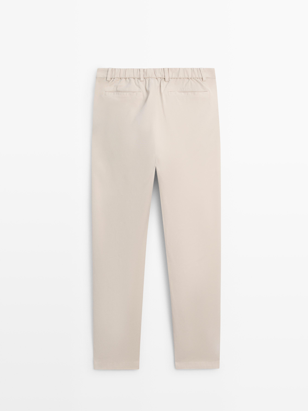 Massimo Dutti Брюки-джоггеры из смесовой хлопковой ткани, бежевый