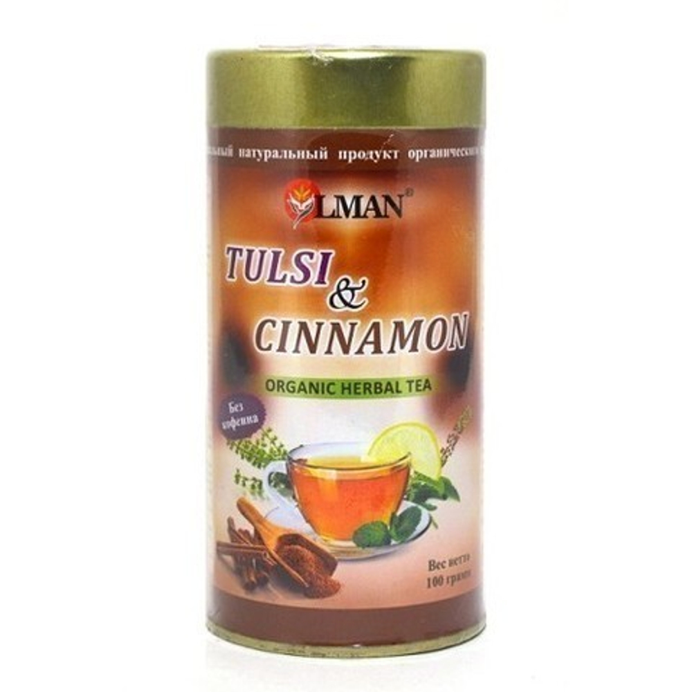 Чай органический травяной Olman Tulsi & Cinnamon Organic Herbal Tea Тулси и Корица, 100 гр