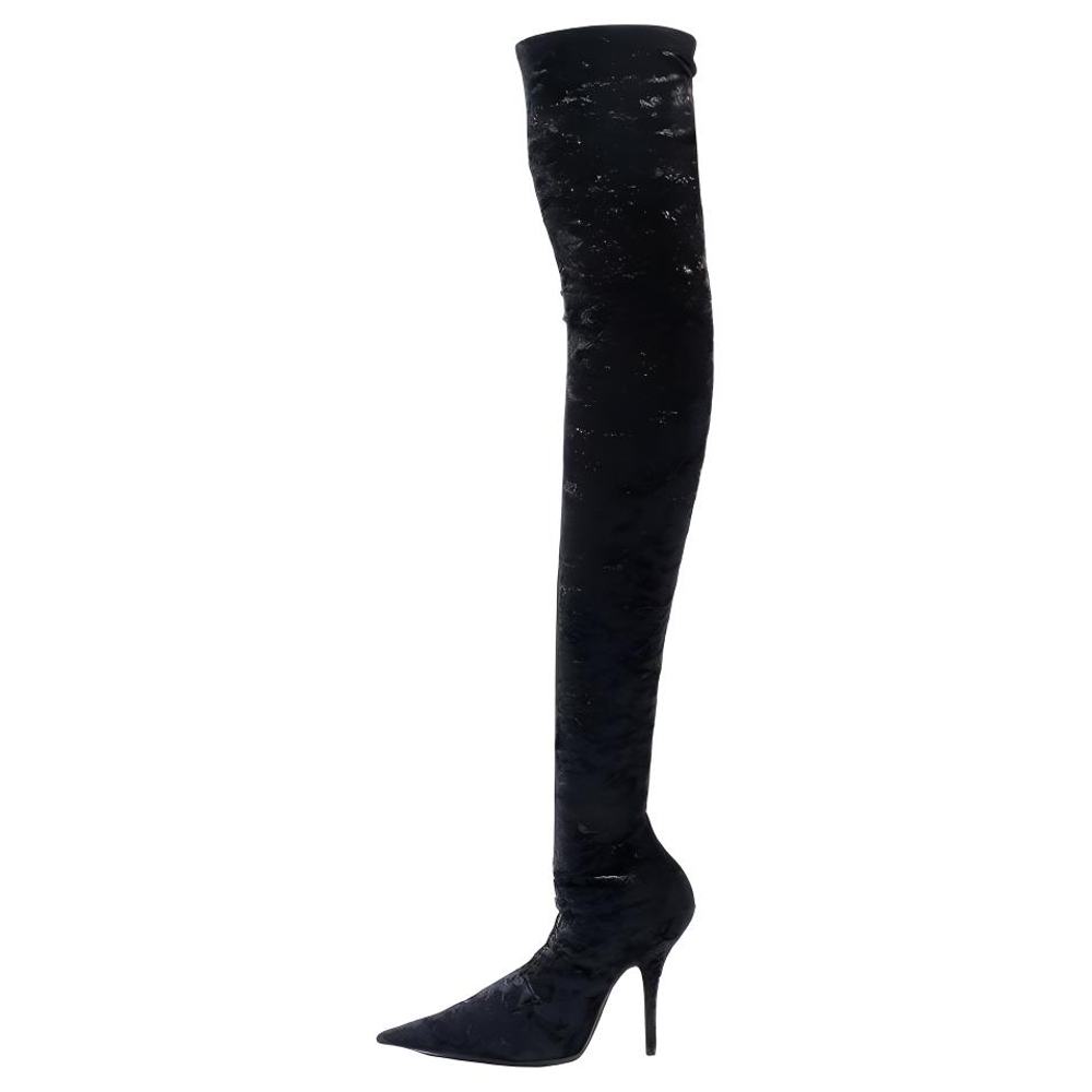 Balenciaga Knife Knee High Boots 11.5cm Women"s Black