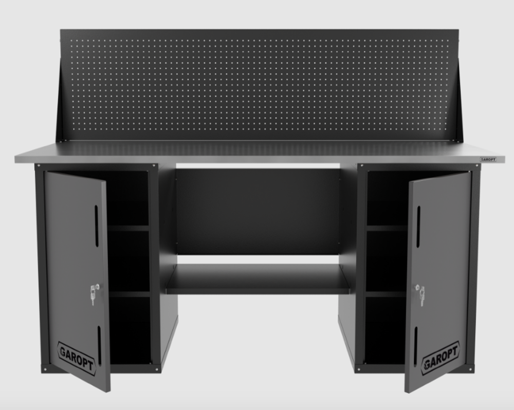 Верстак двухтумбовый с экраном, серый 1800*700 Garopt, GT1800DDPP.grey
