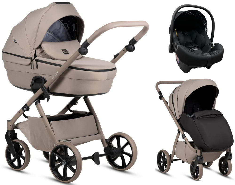 Детская коляска Tutis Uno 6 Plus Essential collection 3 в 1 с автокреслом Elo Lux EduSky Black 1602172 Taupe с сумкой