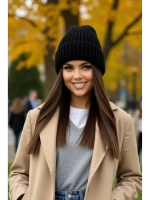 шапка вязаная с отворотом зимняя теплая