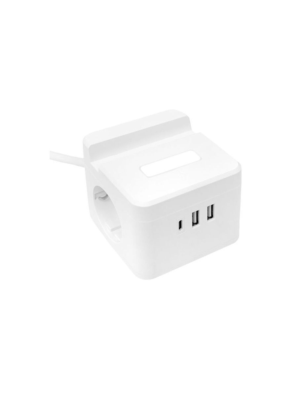 Удлинитель "Куб" 2х1.3м USB + 2Type C с быстрой зарядкой подставкой под телефон и ночником 1кв.мм EKF UBA-CUB-2-FC