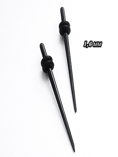 Растяжки для пирсинга ушей. Диаметр 1,6 мм. Акриловые, черные (пара)