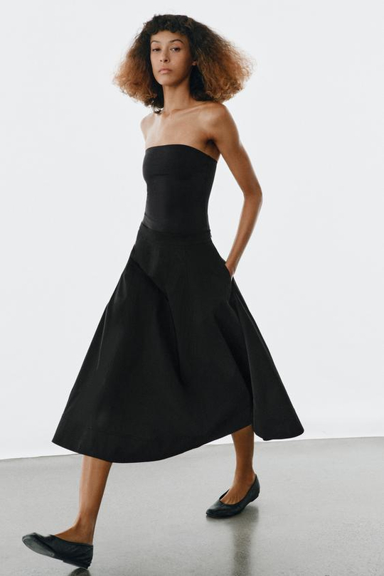 ZARA ЮБКА МИДИ — ZW COLLECTION, ЧЕРНЫЙ
