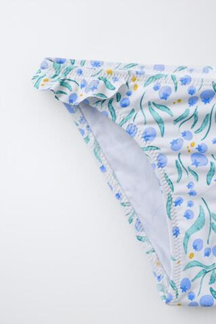 ZARA КУПАЛЬНИК С ПРИНТОМ «ЛИСТЬЯ», СИНИЙ