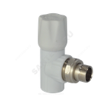 Клапан (вентиль) PP-R запорный белый Дн 20х1/2" Ру25 НР угловой для радиатора VALFEX 1014720012