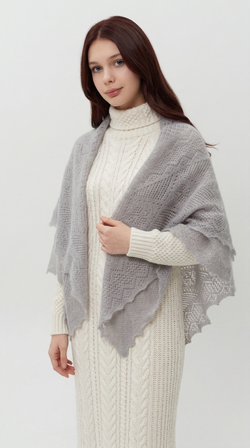 Оренбургский пуховый платок П4-120-03 серый