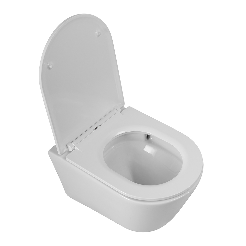 Унитаз удлинённый подвесной безободковый с сиденьем и смывом TORNADO Cezares LINER-TOR CZR-3808-53-TH-TOR/SC