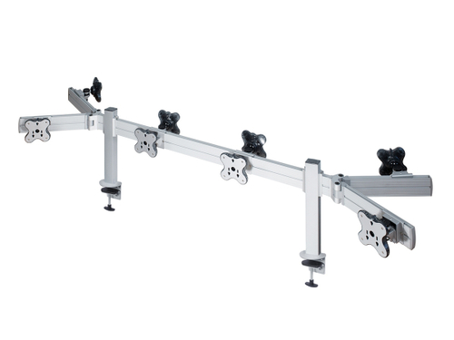 ErgoFount TBBS-800WC Настольное крепление back-to-back для 8 мониторов диагональю до 24'' конфигурации 1х4 с зажимом к столу типа "С". Цвет - серебристый
